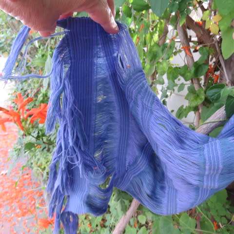 Amazing offer! Purple/blue hand woven scarf done by the Long neck ladies of Burma.Length 130cm.