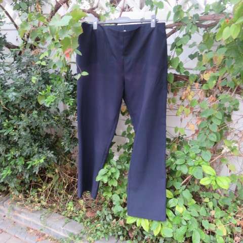 Smart and comfy navy pants with flat front and elasticated back by DUCHESS in size 46/22