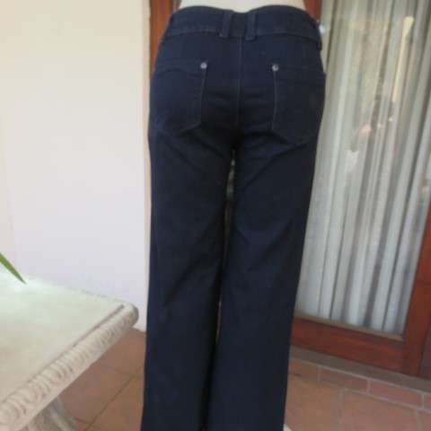 Top of the range wide leg fashion dark blue denim jeans by RE in size 36/12. New condition.