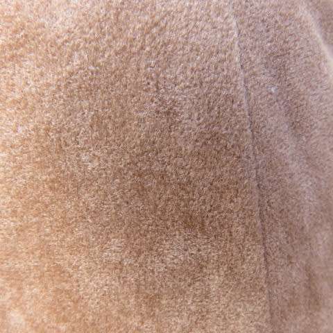Smart A-Line calf length suede look camel skirt with seam at back and front. Zip at back.Size 42/18