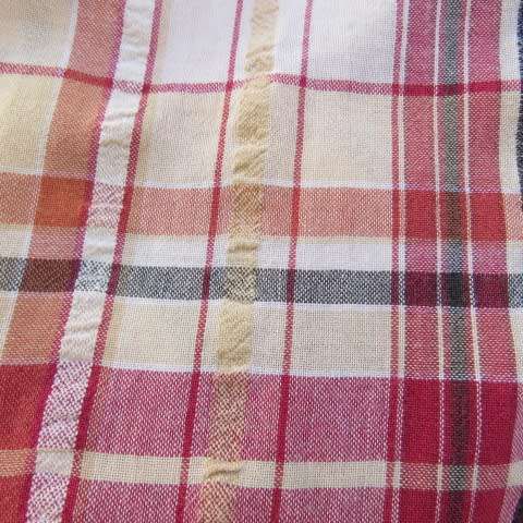 Ladies shirt in red,cream and black check.Size 42/18 by MILADY'S. In bubble cotton. As new.