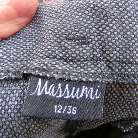 Sexy chic low rise pants in grey/black mottled polyester fabric.Size 36/12 by MASSUMI.Bootlegged.