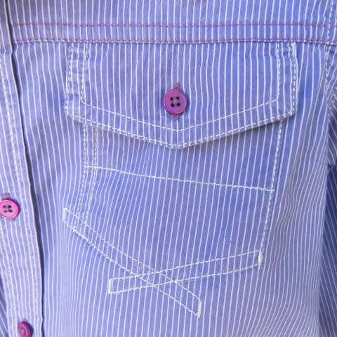 Handsome blue striped long sleeve shirt for boy of 11 yrs old in cotton. Two front pockets. As new.