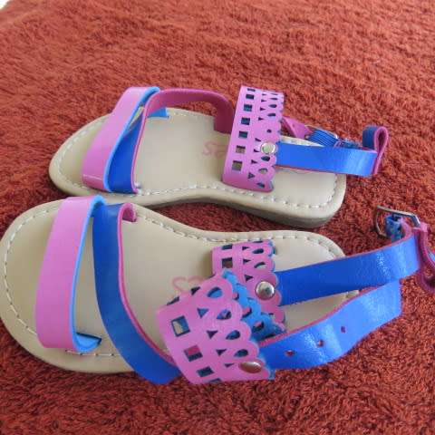 Pair of toddler sandals in pink and blue with stap at back. By TIPTOES in size 2.New...never used