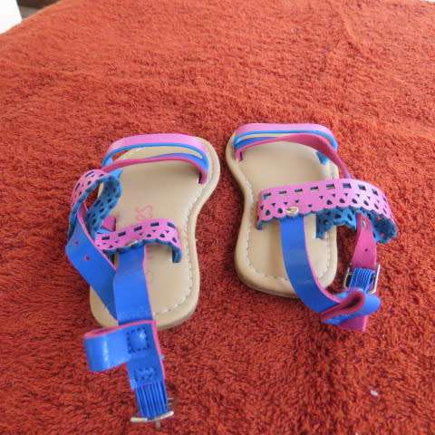 Pair of toddler sandals in pink and blue with stap at back. By TIPTOES in size 2.New...never used