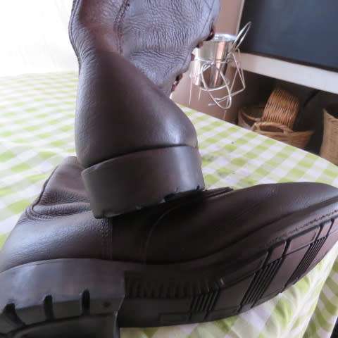 Pair of SADF genuine leather brown army boots in size 10.5. Issued 2010. By DWS. Army size 285.