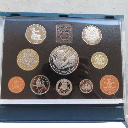 United Kingdom proof coin collection of 11 coins from 1998 in box with full details.