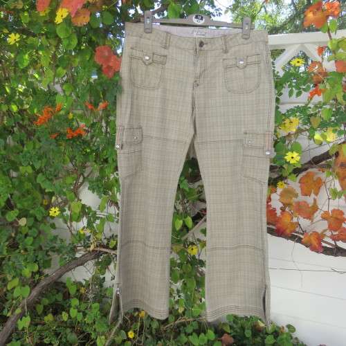 Tomboy look pants by 'Instinct' size 40/16. In beige and brown check stretch cotton. New condition.