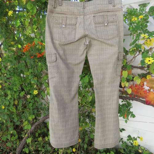 Tomboy look pants by 'Instinct' size 40/16. In beige and brown check stretch cotton. New condition.