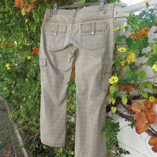 Tomboy look pants by 'Instinct' size 40/16. In beige and brown check stretch cotton. New condition.