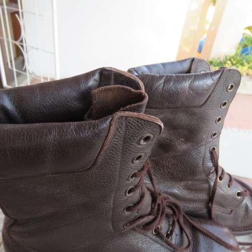 Pair soft top SADF genuine leather brown boots issued 2011 by DWS . Size 9 army size 277M. As new