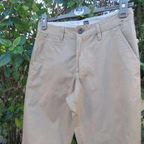 As new men's sand colour size 30 pants with straight narrow legs. By OAKRIDGE. 100% cotton