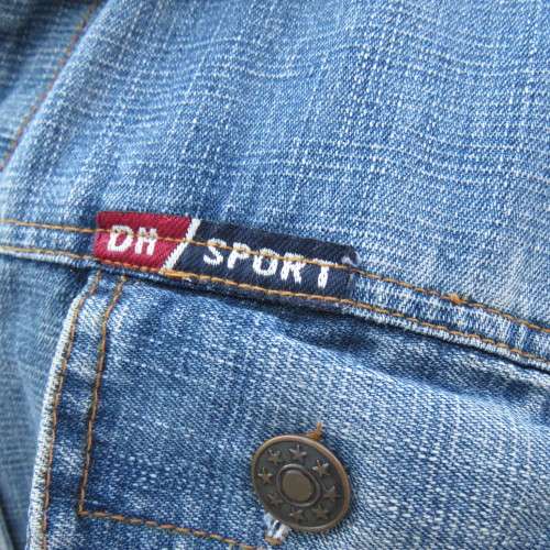 Stunning blue padded denim jacket in size 36/12 by RAOGUE.4 pockets on front. Button down.Good cond