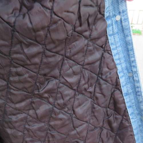 Stunning blue padded denim jacket in size 36/12 by RAOGUE.4 pockets on front. Button down.Good cond