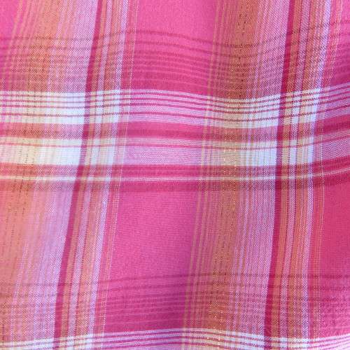 Cheerful check button down top in pink and orange with glitter stripes size 38/14. As new.