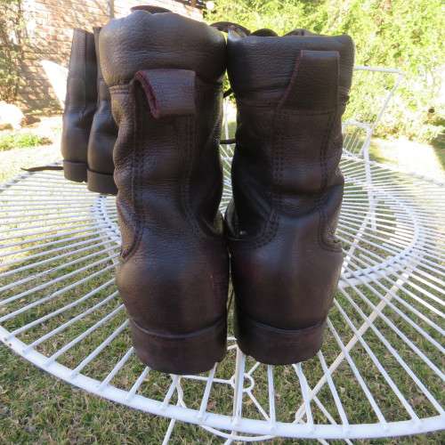 Pair SADF brown genuine leather boots size 7 issued 2012 by D.W.S. Army size 255 W. With soft tops.