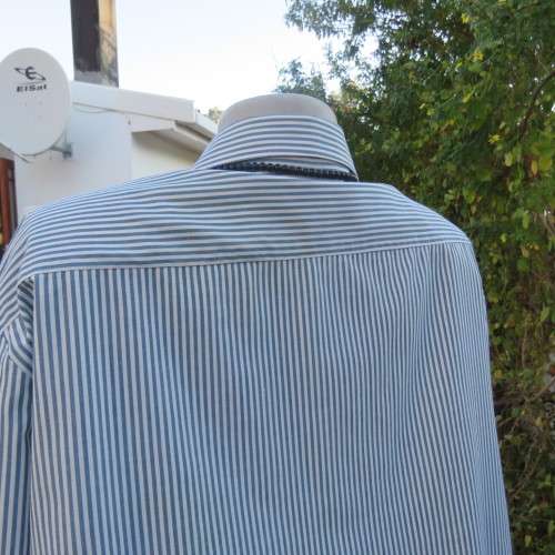 Casual long sleeve shirt in white and dark green vertical stripes by WOOLWORTHS in size 46/22.As new