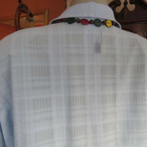 Casual short sleeve shirt in powder blue bubble polycotton+viscose blend size 42/18 by 'INSYNC'.