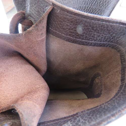 Pair of SADF brown genuine leather army boots in size 5.5. Issued 2009 by DWS. Amry size 240 M.