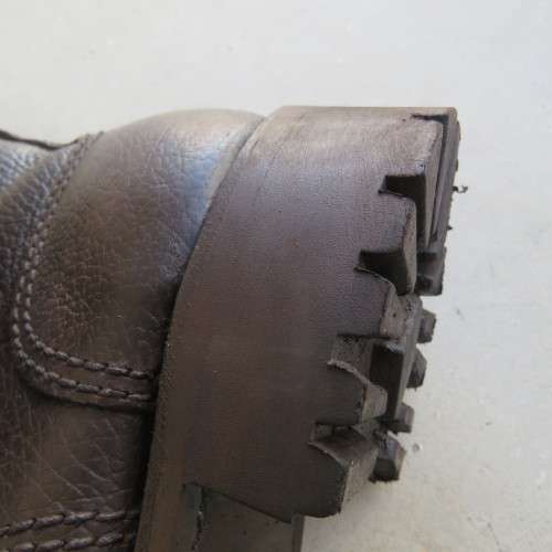 Pair of SADF brown genuine leather army boots in size 5.5. Issued 2009 by DWS. Amry size 240 M.