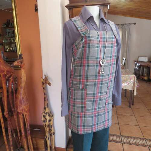 Tartan check tunic style pinafore top in grey, green and red size 34/10..As new.