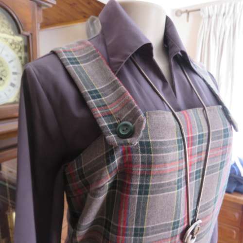 Tartan check tunic style pinafore top in grey, green and red size 34/10..As new.