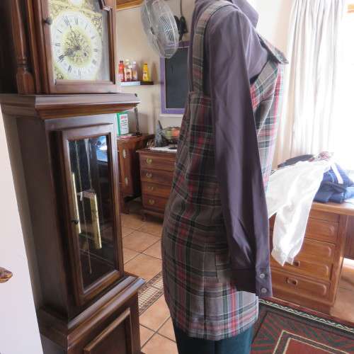 Tartan check tunic style pinafore top in grey, green and red size 34/10..As new.
