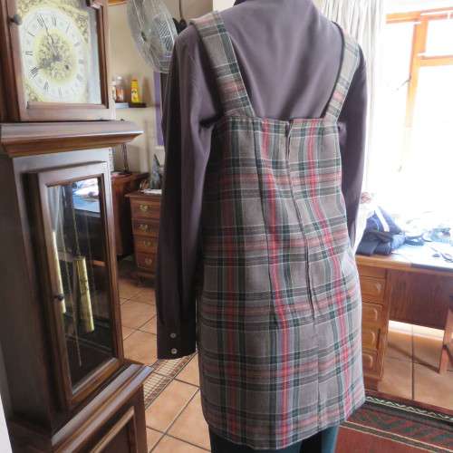 Tartan check tunic style pinafore top in grey, green and red size 34/10..As new.