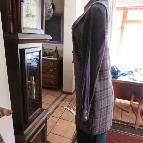 Tartan check tunic style pinafore top in grey, green and red size 34/10..As new.