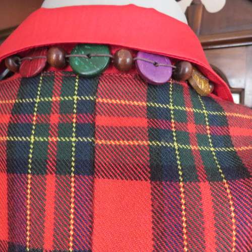 Fully lined tartan check waistcoat in red, green and yellow size 38/14. V neckline. As new.