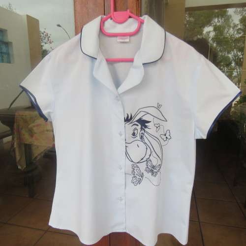 Baby blue DISNEY pyjama capped sleeve top by Shelley size 36/12. With donkey face. As new.