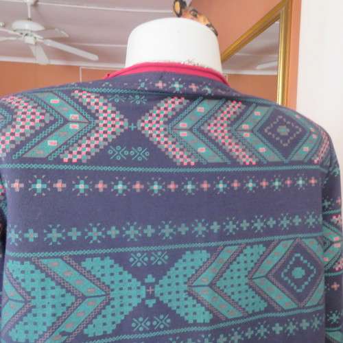 Ethnic look slip over long top in navy,jade and crimson colours, Size 36 to 38. New condition.