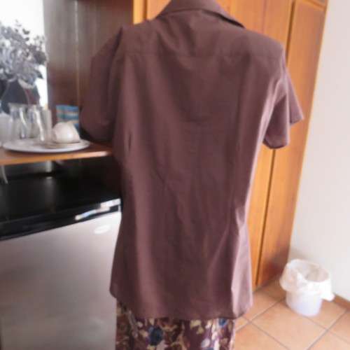 Choc brown button down top with attached cami.In cotton.By INSYNC PLUS. Size 48/24. As new