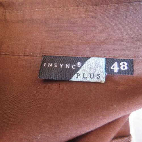 Choc brown button down top with attached cami.In cotton.By INSYNC PLUS. Size 48/24. As new