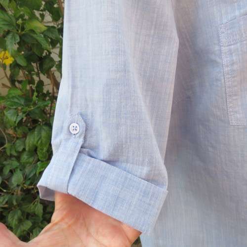 High quality light blue short sleeve shirt by David Jones. Size 42/18. 100% cotton. Never used.
