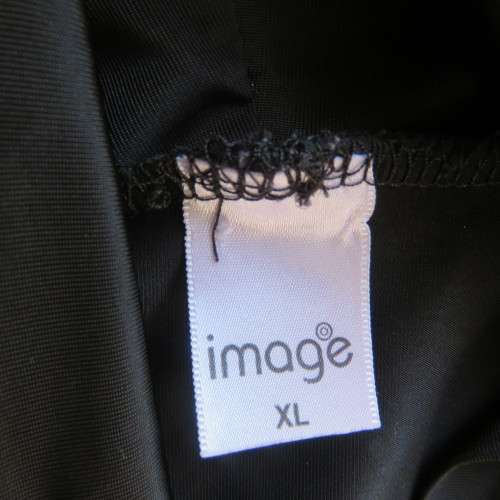 Black long sleeve silky stertch loose top. Cowl neckline. Size 42/18. By Image. Good condiyion.