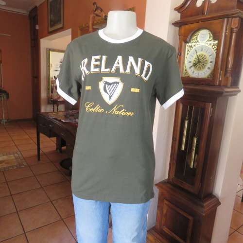 Ladies bottle green  Lansdowne collection Celtic Nation with harp T-shirt. Size 36/12. As new.