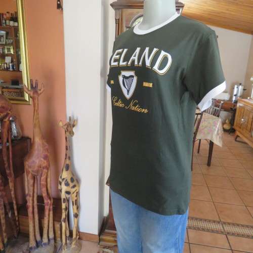 Ladies bottle green  Lansdowne collection Celtic Nation with harp T-shirt. Size 36/12. As new.