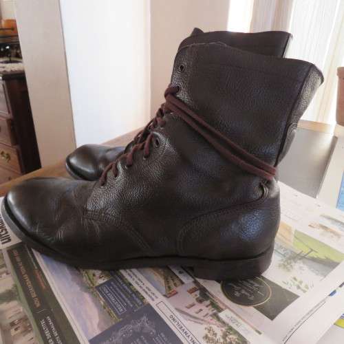 Pair of SADF brown genuine leather boots. Size 13 by DWS 1992. Army size 315 M. Good condition.