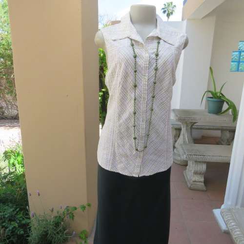 Cool button down sleeveless top. 100% bubble cotton. Size 38/14. By MERIEN HALL CASUALS. As new.