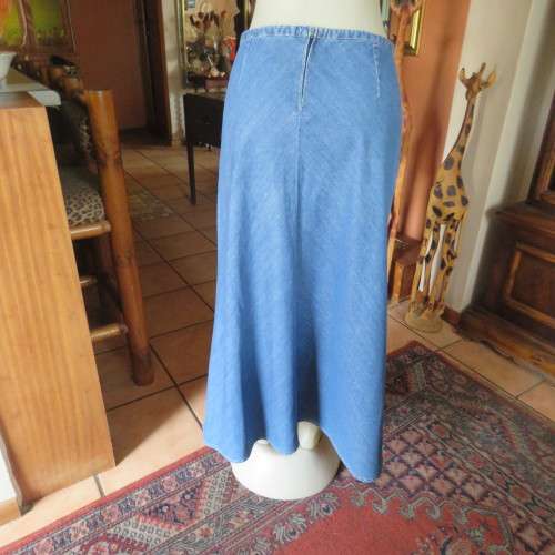 Maxi blue denim A-line skirt Drawstring in waist Zip at back Size 40-16 by `Foschini` As new