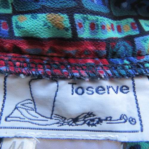 Great quality colourful short sleeve top Button down V-front Size 44-20 By ` Toserve` As new