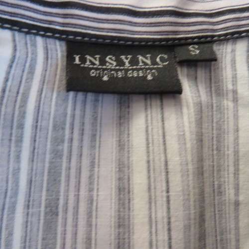 Black and white vertical striped long sleeve shirt V-neckline.and collar  Size 32/8 By Insync`As new