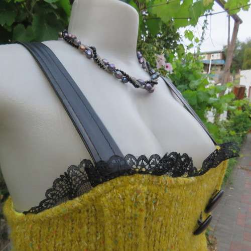 Unique knitted fully lined mustard colour bubble dress. By `Tsega`.  Size 34. Good condition.