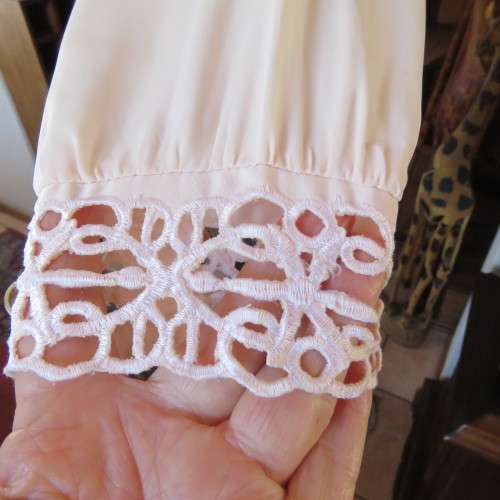Fabulous pale peach colour long sleeve top. Size 40/16. By `Luis de Mair`. Italy.Good condition.