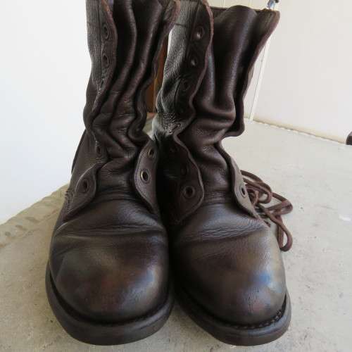 Pair SADF brown genuine leather army boots size 7. Army size 255W by DWS issued 2011. Good condition