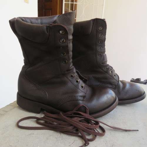 Pair SADF brown genuine leather army boots size 7. Army size 255W by DWS issued 2011. Good condition