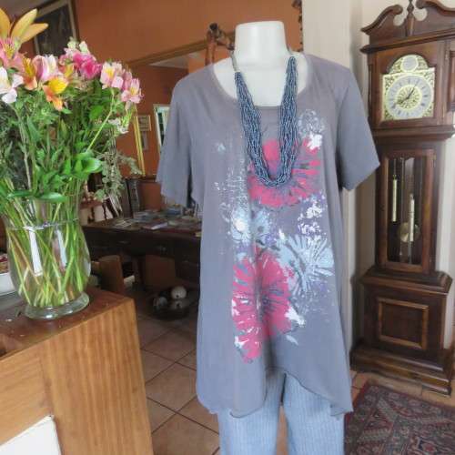 Casual grey short sleeve polycotton.top by `Image` in size 46/22. Used but fine for everyday wear.