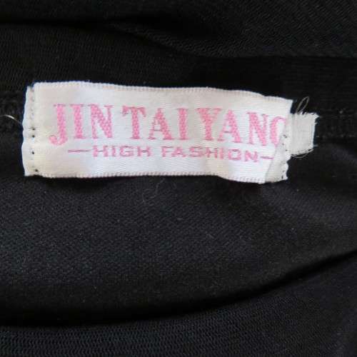Little black dress with frilled bottom and ruched strapless top. Size 34/10 By `Jin Taiyang`. As new