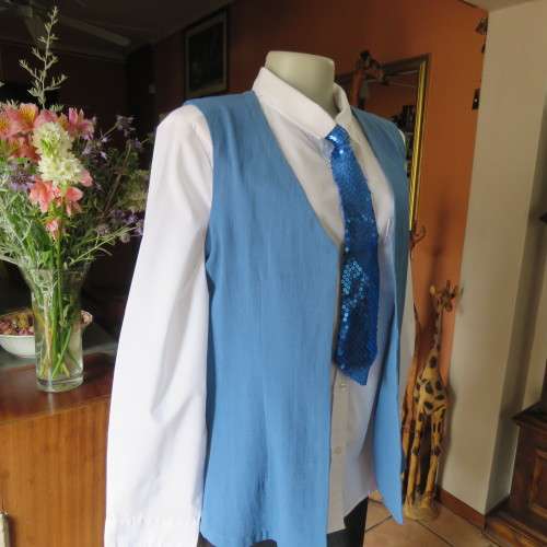 Tailored cobalt blue open front waistcoat  Sleeveless with V-neck. Size 36. AS new.